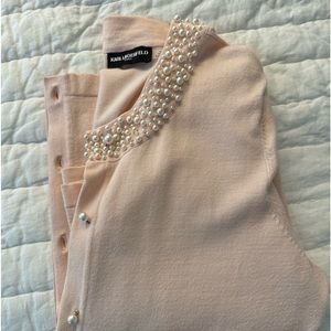 Pastel Pink Pearl Trimmed Cardigan
